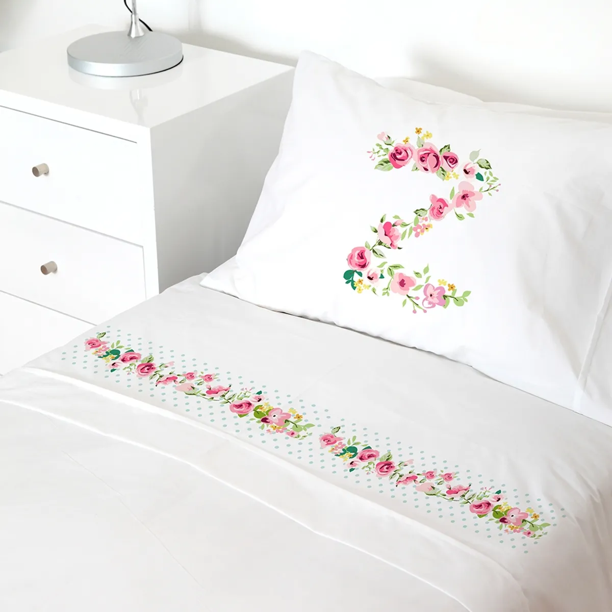 TUYO PRINT - Juego de Sábanas 15 plaza Letra Vintage Z