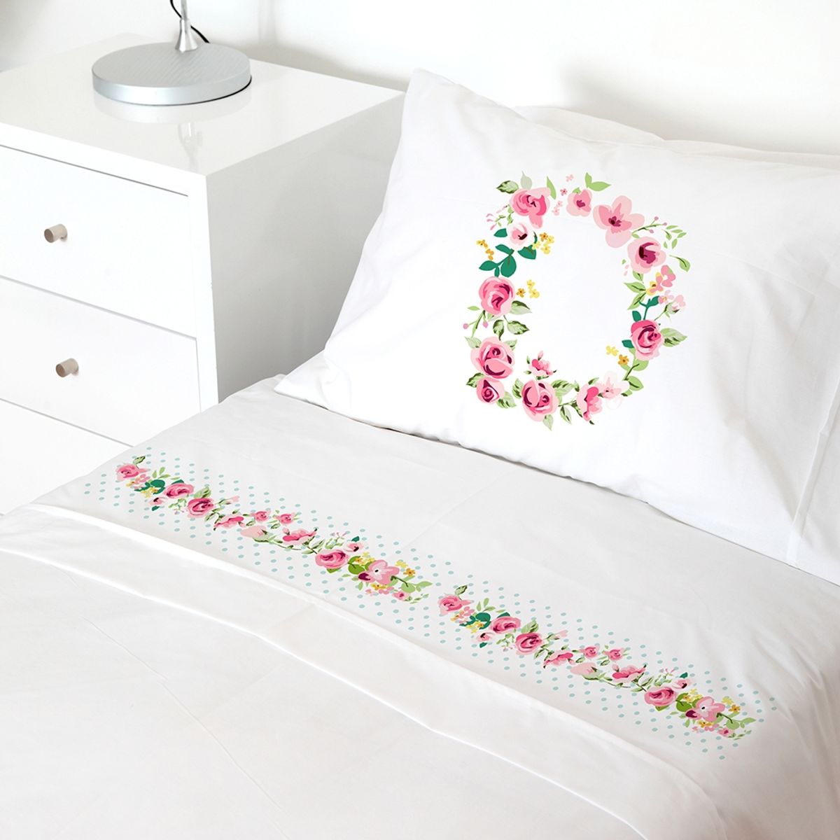 TUYO PRINT - Juego de sábanas 1 plaza Letras Vintage D