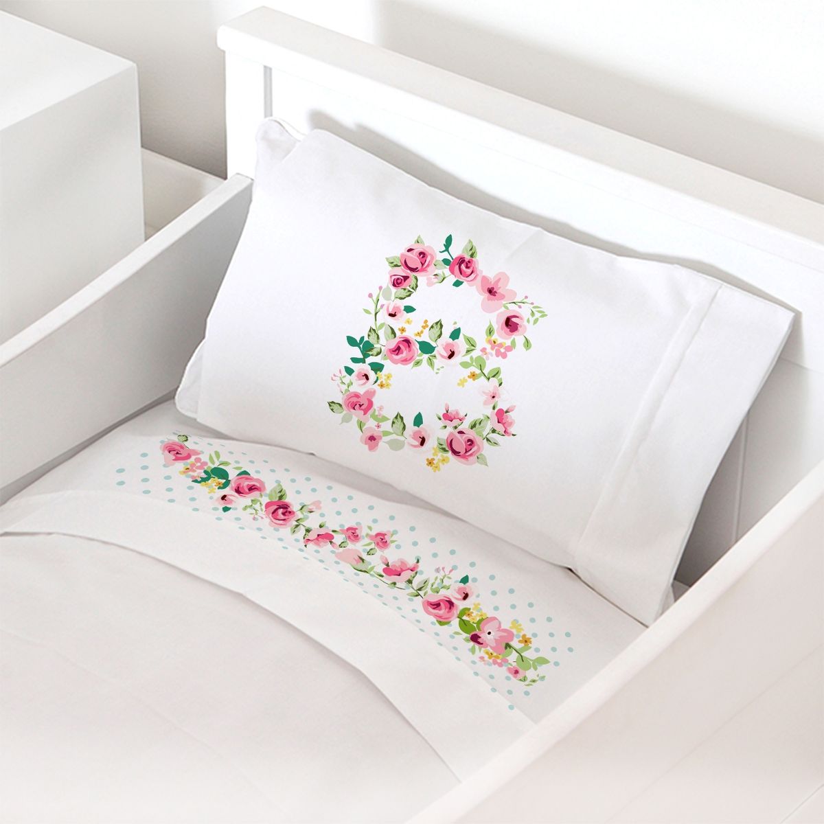 TUYO PRINT - Juego de sábanas Cuna, letras Vintage B