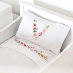 TUYO PRINT - Juego de sábanas Cuna, letras Vintage V