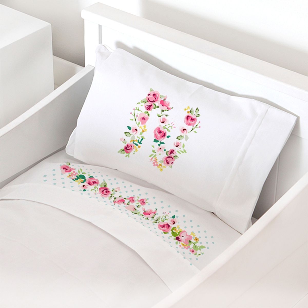 TUYO PRINT - Juego de sábanas Pack & Play, letras Vintage N