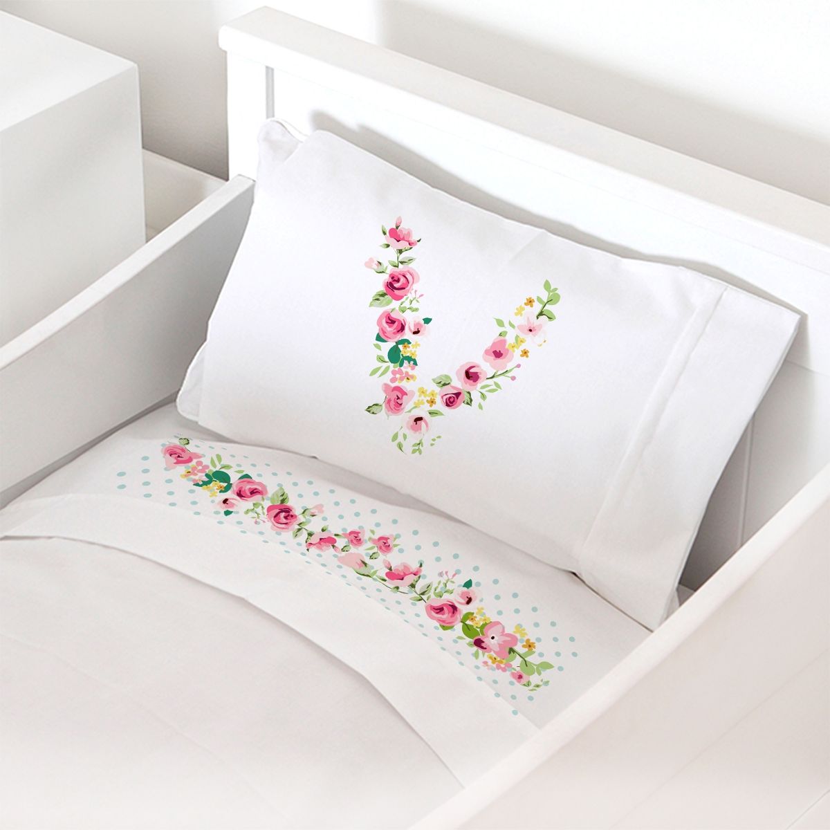 TUYO PRINT - Juego de sábanas Pack & Play, letras Vintage V