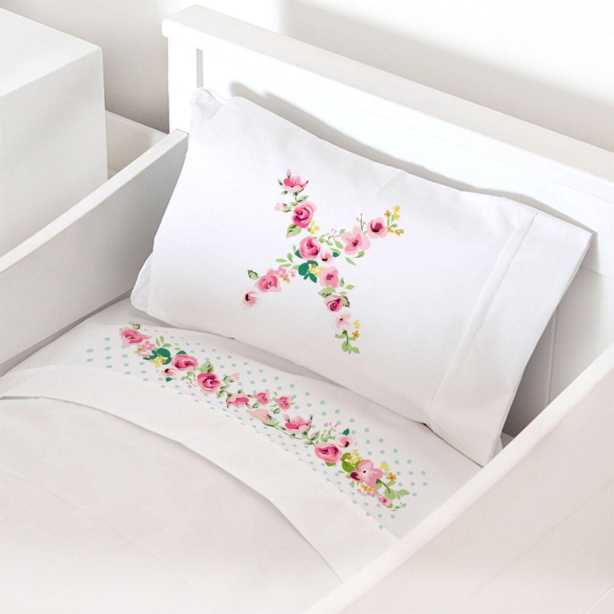 TUYO PRINT - Juego de sábanas Pack & Play, letras Vintage X