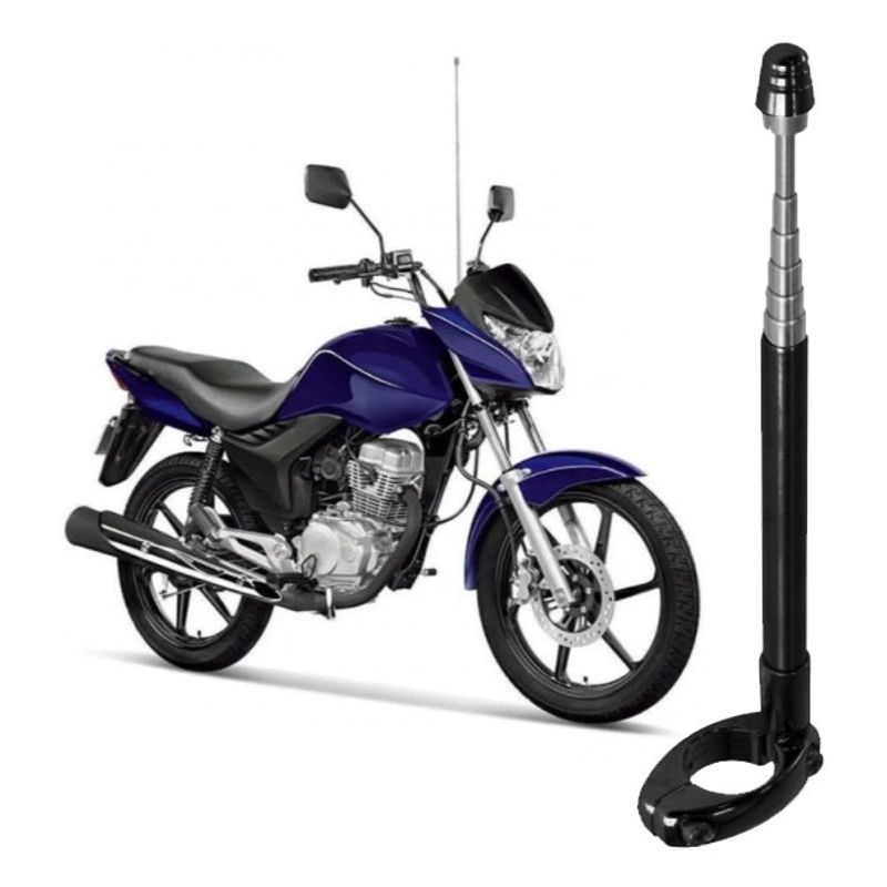 GENERICO - Antena Corta Hilo Curado Moto Retractil Negra