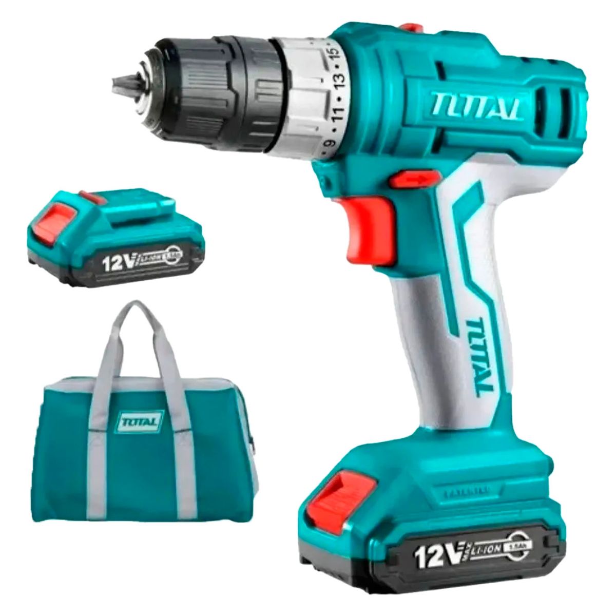 TOTAL TOOLS - Taladro Atornillador Inalambrico 12v 2 bateria
