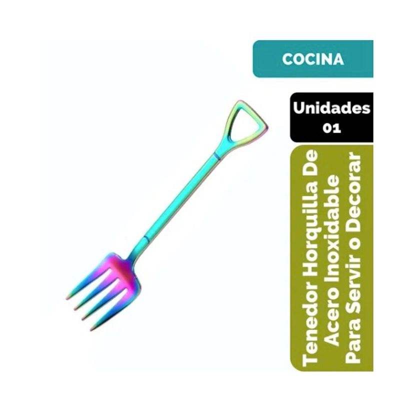 GENERICO - Tenedor Horquilla De Acero Inoxidable Para Servir Colorful