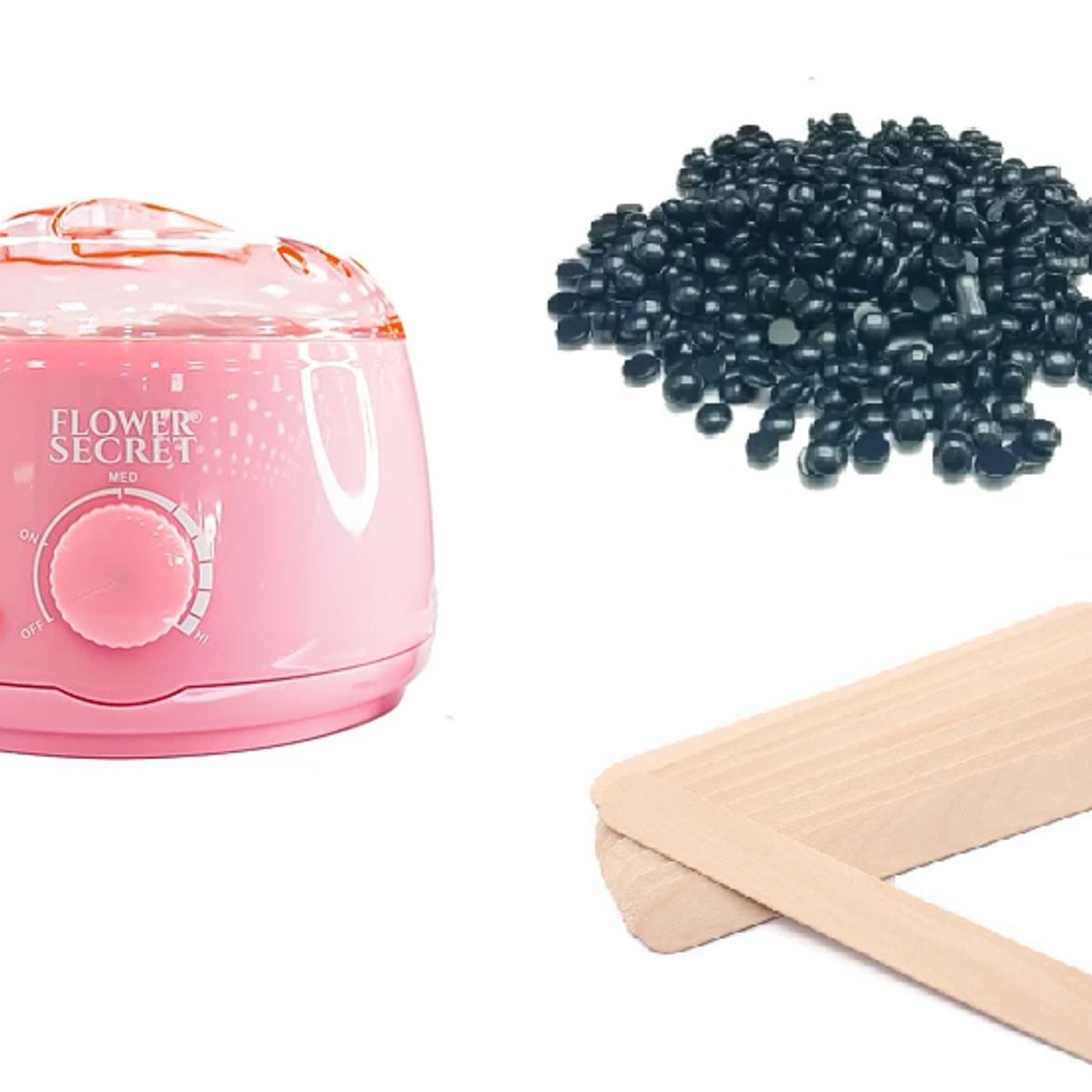 FLOWER SECRET - Pack Olla depilatoria + 500 gr de cera elastica + Aplicadores