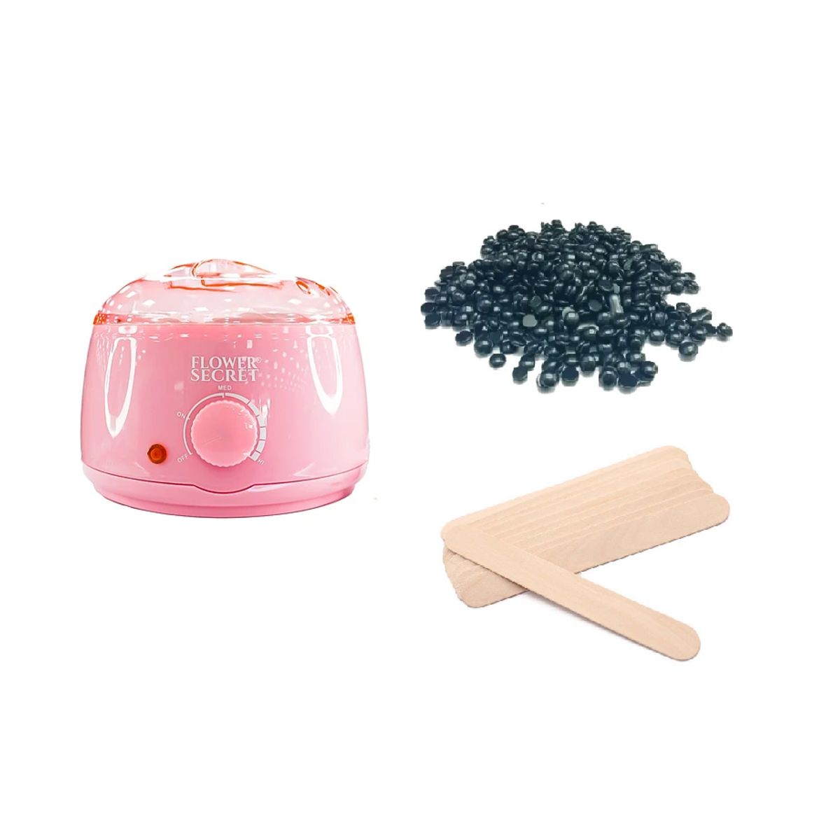 FLOWER SECRET - Pack Olla depilatoria + 500 gr de cera elastica + Aplicadores