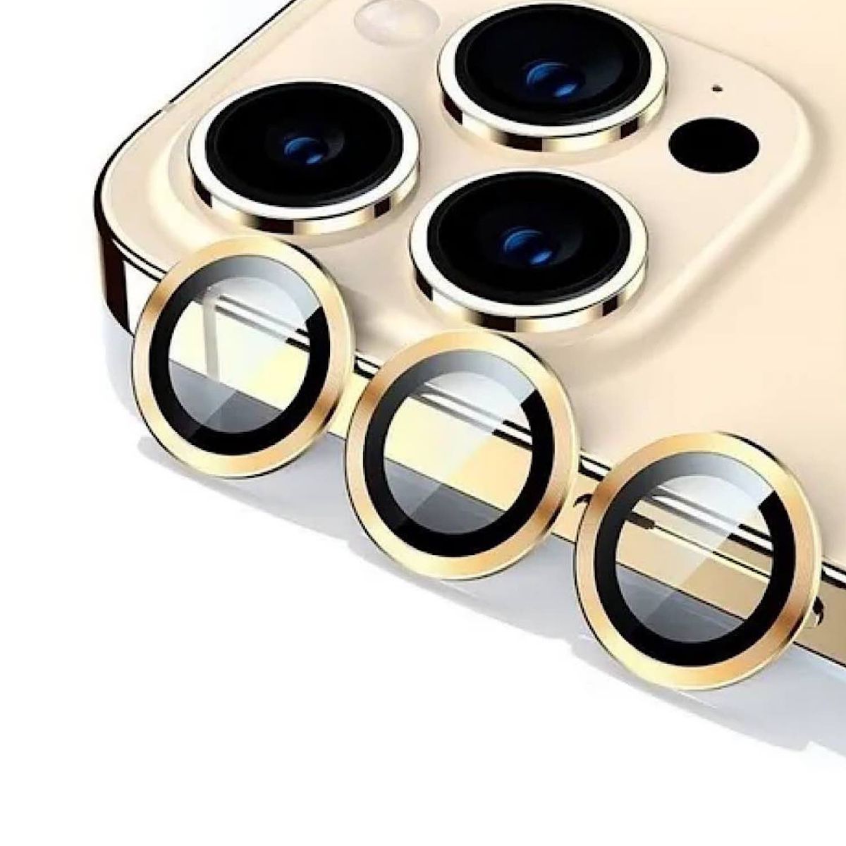 GENERICO - Protector Para Camara iPhone 13 Pro - 13 Pro Max - Dorado