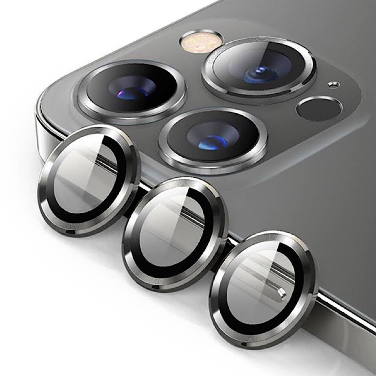 GENERICO - Protector Para Camara iPhone 13 Pro - 13 Pro Max - Gris