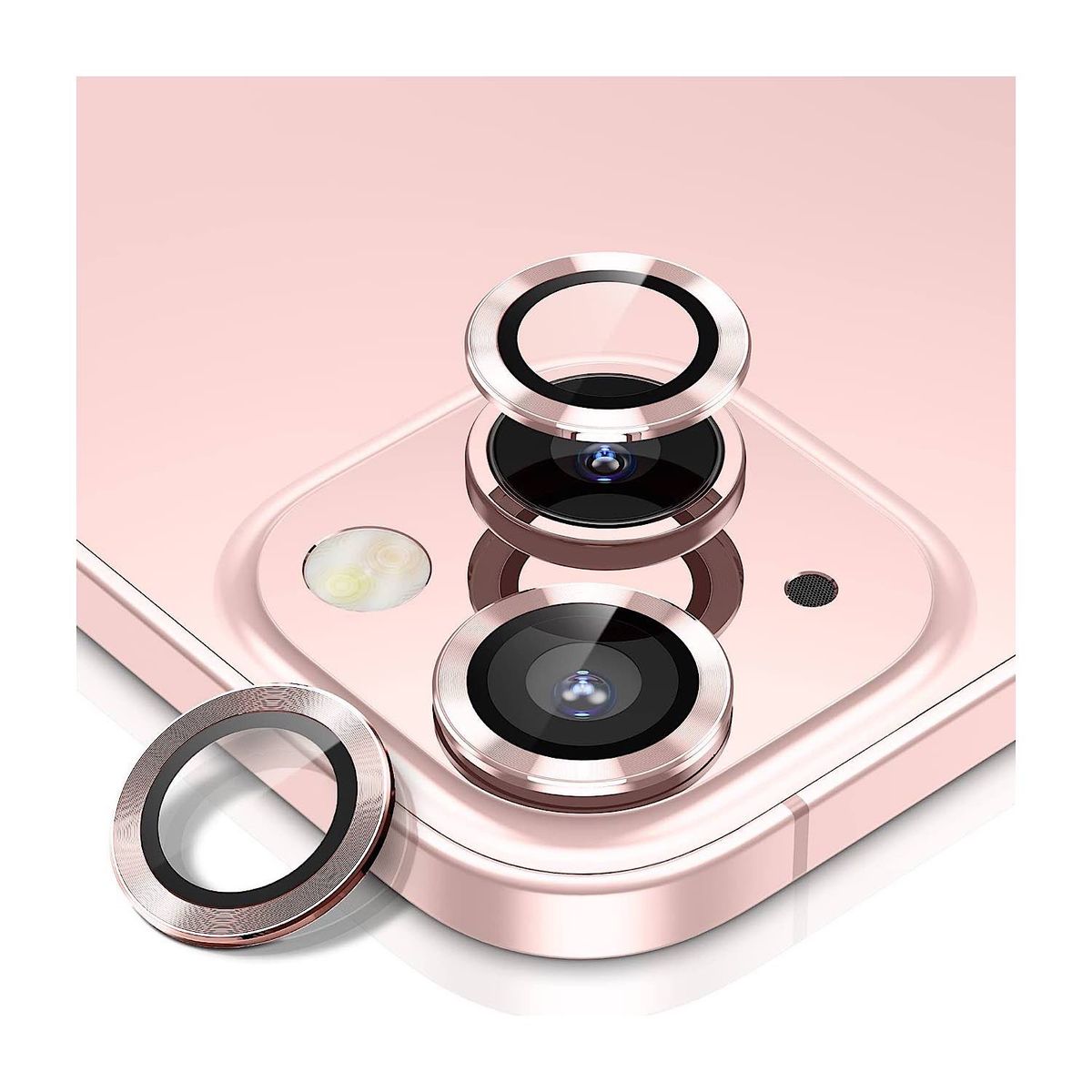 GENERICO - Protector Para Camara iPhone 13 Normal - 13 Mini - Rosado