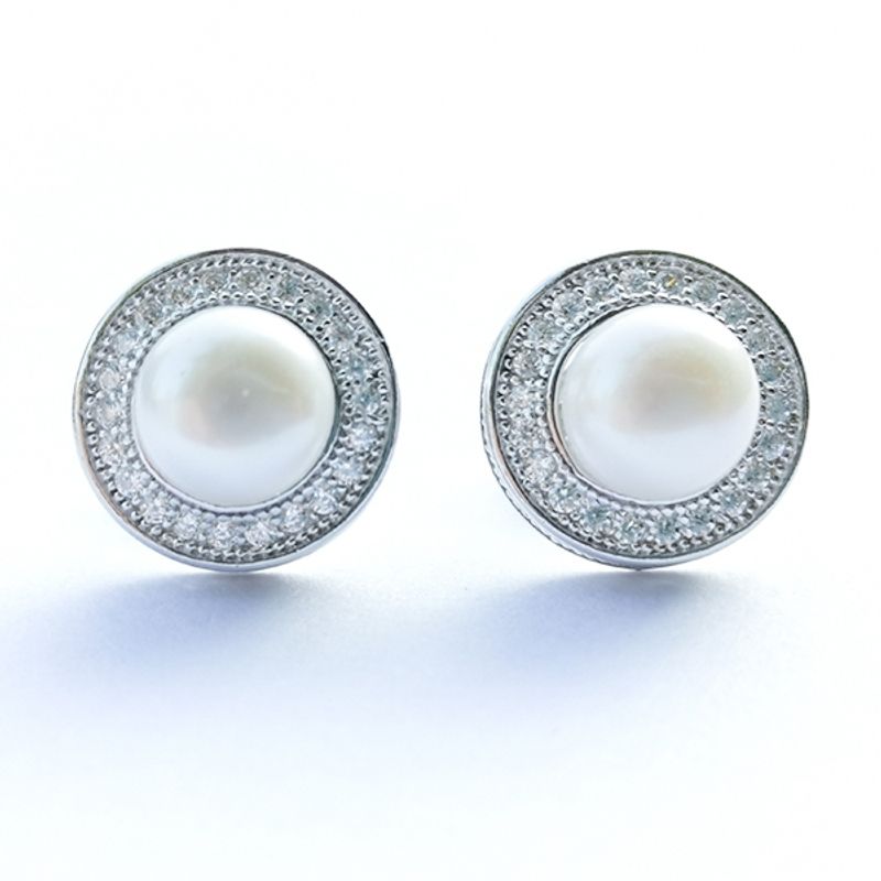 BE YOU - Aros plata rodinados perlas y circones