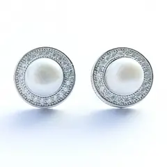 BE YOU - Aros plata rodinados perlas y circones