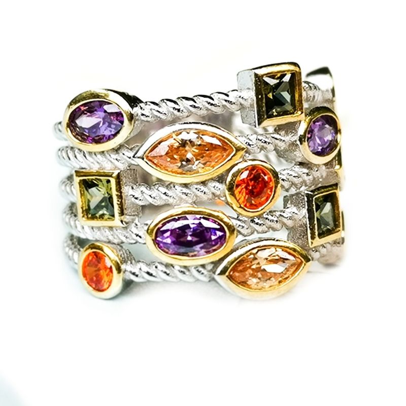 BE YOU - Anillo plata rodinada con critales de colores