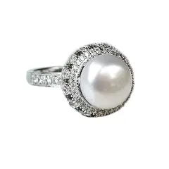 BE YOU - Anillo plata rodinado circones y perla