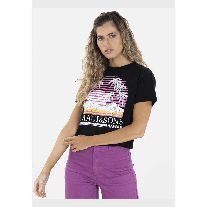 MAUI AND SONS - Polera HAWAII STRAP Mujer Negro Maui and Sons