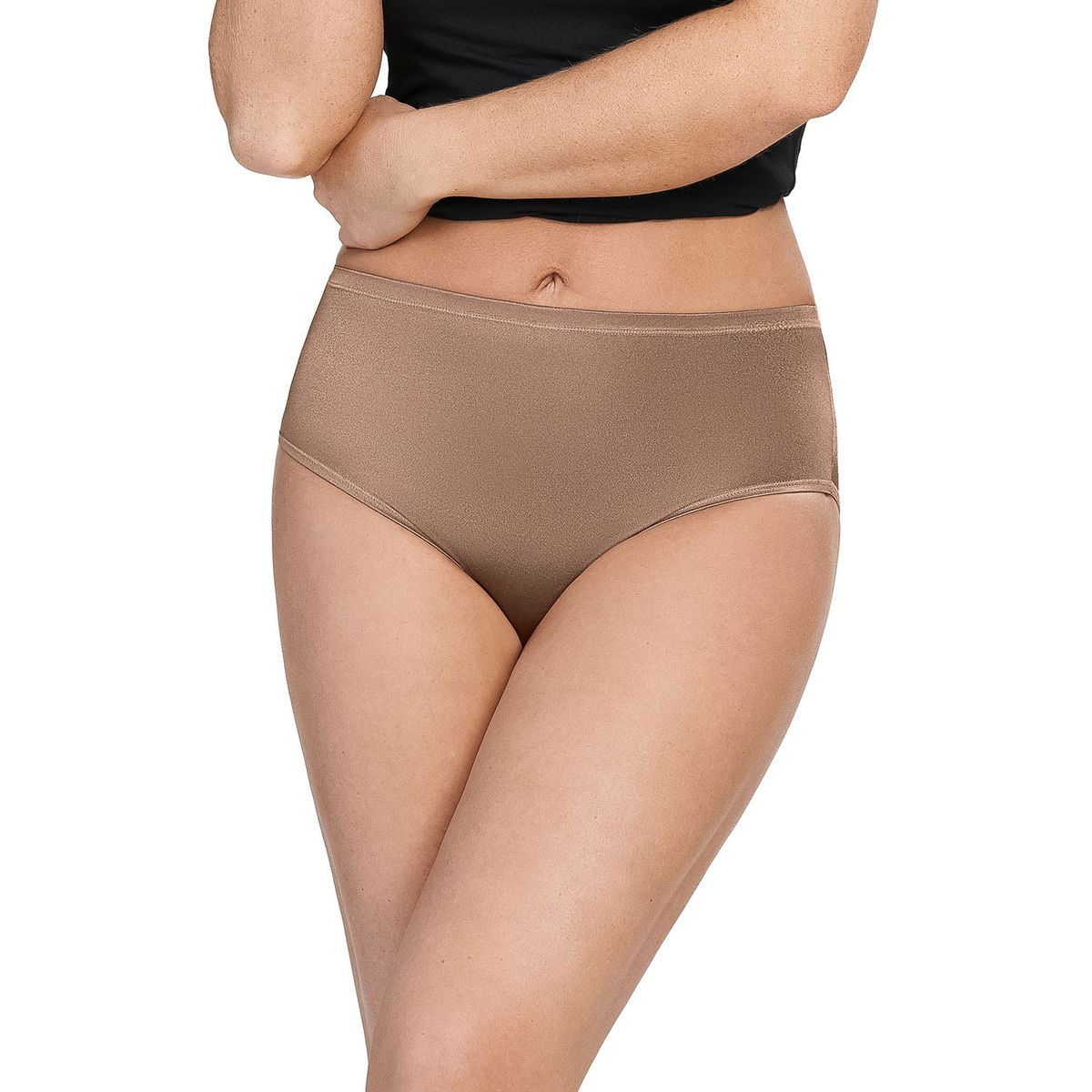 LEONISA - Calzón de pierna alta con excelente cubrimiento tela suave 02226 Café