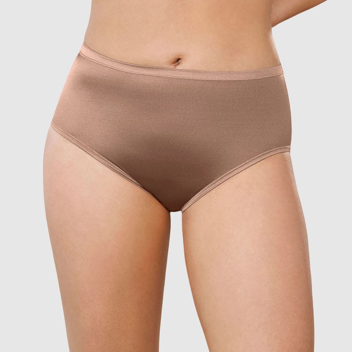 LEONISA - Calzón de pierna alta con excelente cubrimiento tela suave 02226 Café
