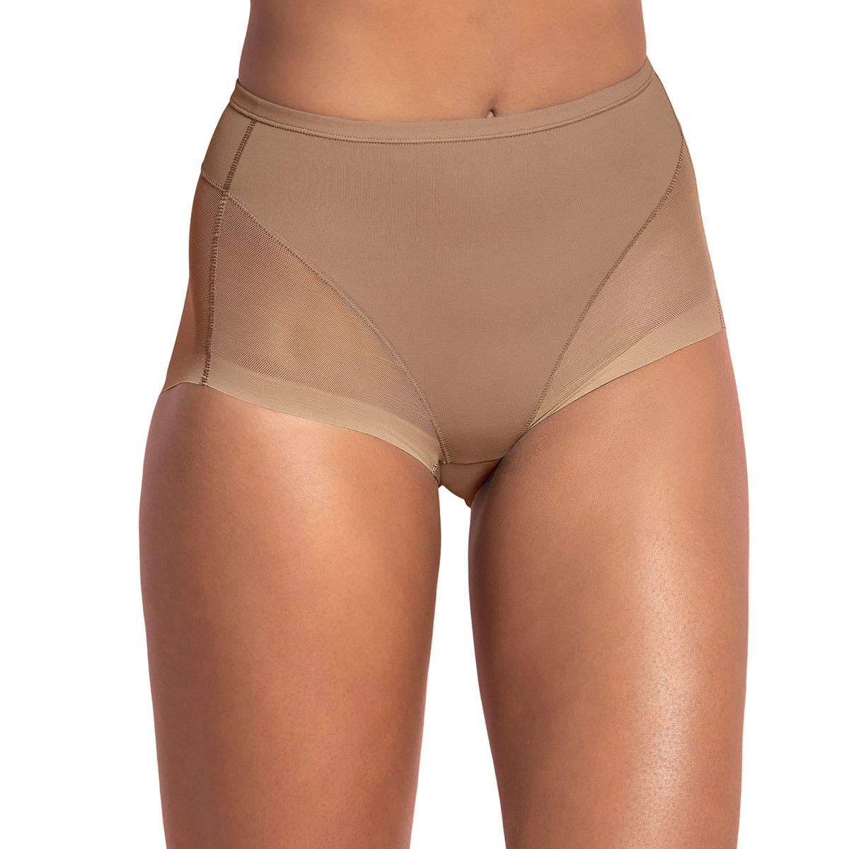 LEONISA - Leonisa Calzón clásico invisible con tul 012657 Café Medio