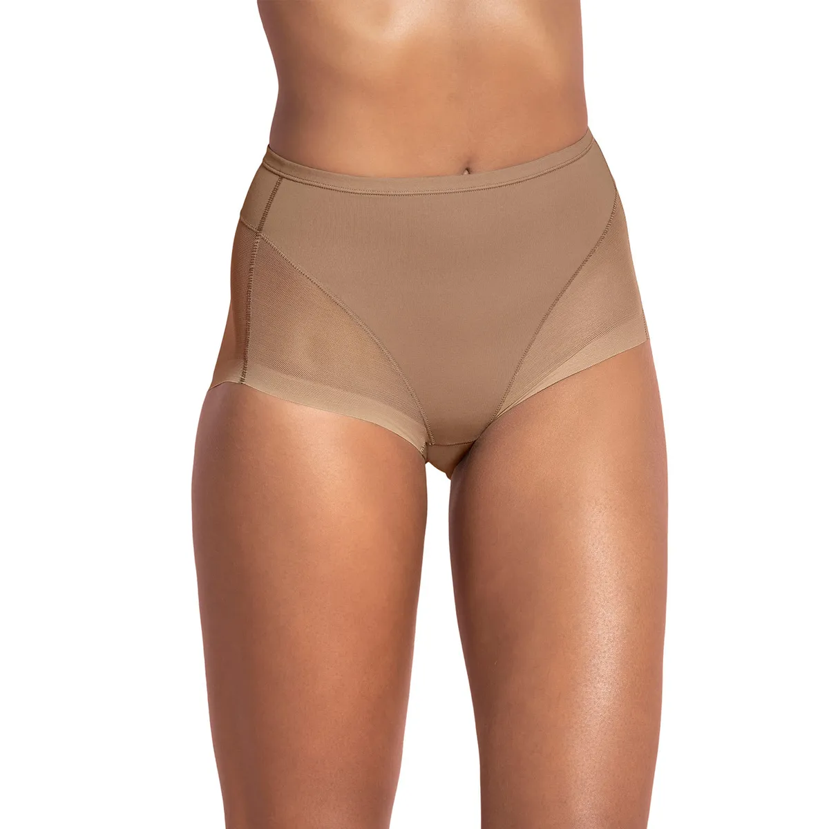 LEONISA - Leonisa Calzón clásico invisible con tul 012657 Café Medio
