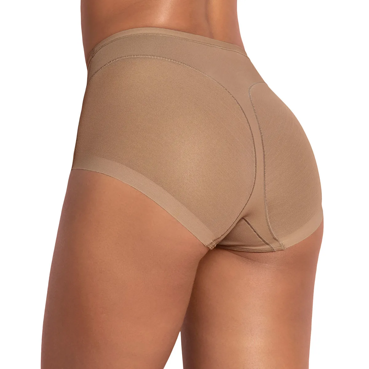 LEONISA - Leonisa Calzón clásico invisible con tul 012657 Café Medio
