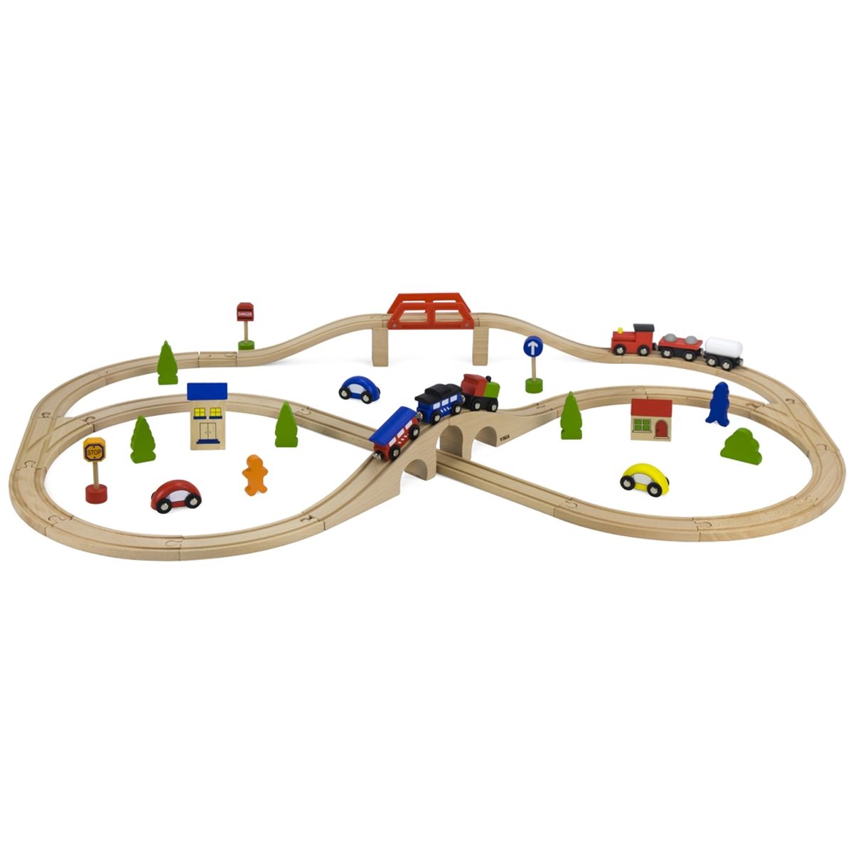 VIGA - Juguete Madera Pista de Trenes con Accesorios 49 pz