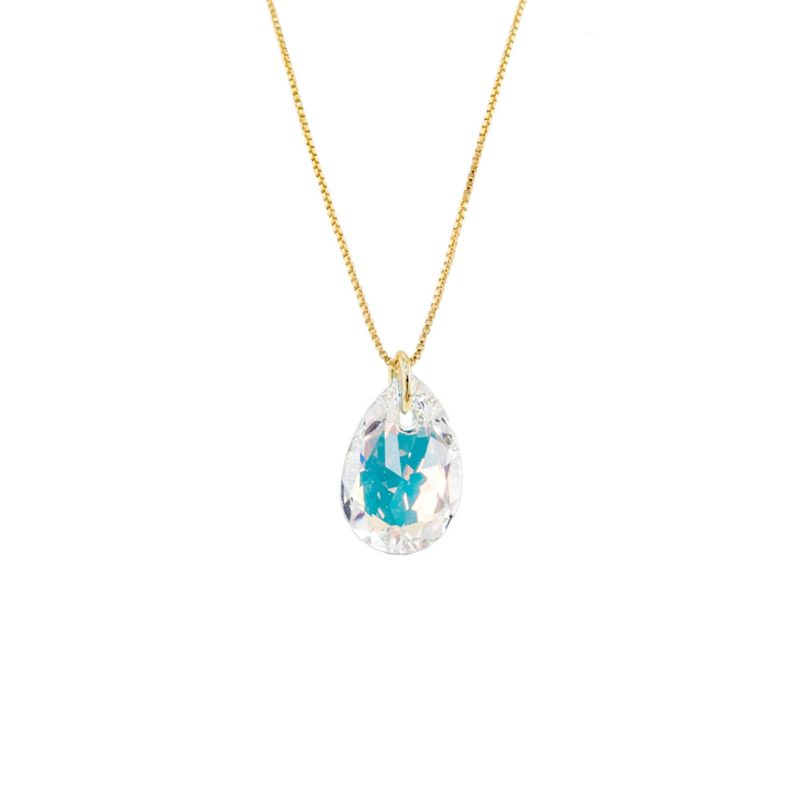 JOYAS MONTERO - Collar Gota de Luz Gold Cristales Genuinos Aurora Boreal