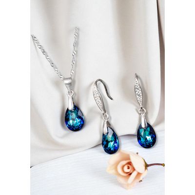 Imagen 2 del producto Conjunto Milan Plata 925 creado con cristales de Swarovski® Bermuda Blue