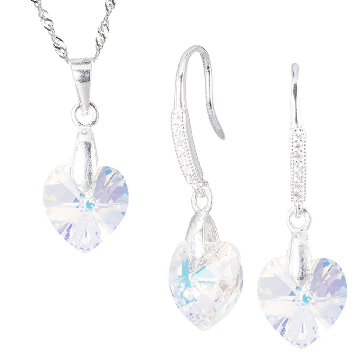 JOYAS MONTERO - Conjunto Romance Plata 925 creado con cristales de Swarovski® Aurora Boreal