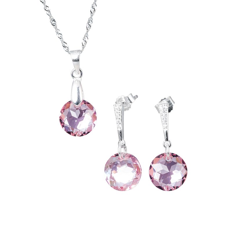 JOYAS MONTERO - Aros  Collar Conjunto Gracia Cristales Genuinos Light Rose
