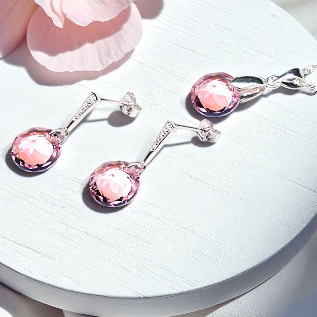 JOYAS MONTERO - Conjunto Gracia Plata 925 creado con cristales de Swarovski® Light Rose