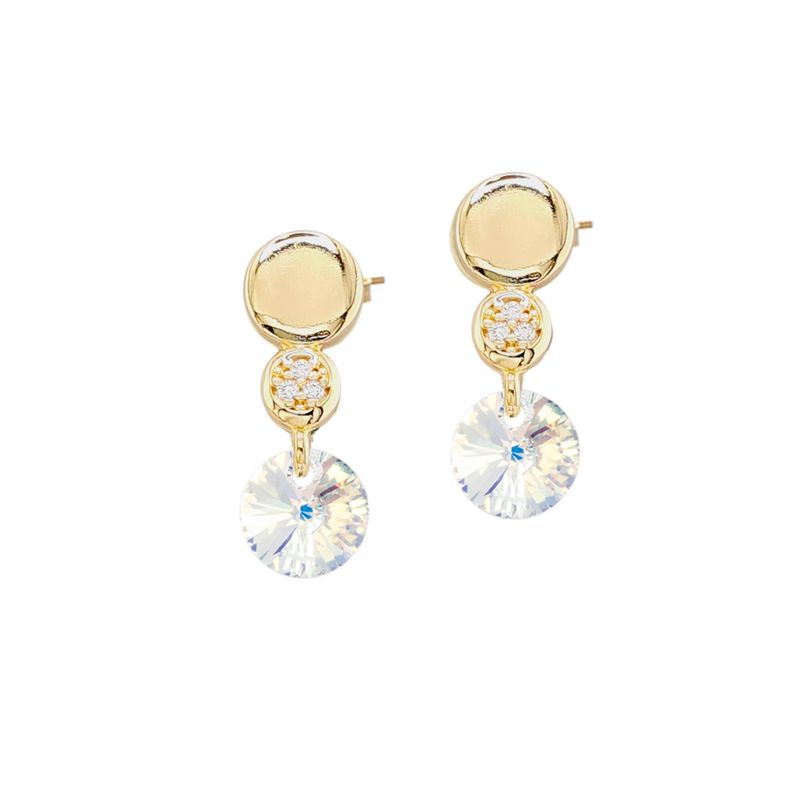 JOYAS MONTERO - Aros Punto  De Luz Gold Cristal Genuino Aurora Boreal