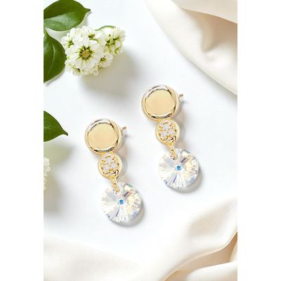 Imagen 2 del producto Aros Punto De Luz Gold 24K creado con cristales de Swarovski® Aurora Boreal