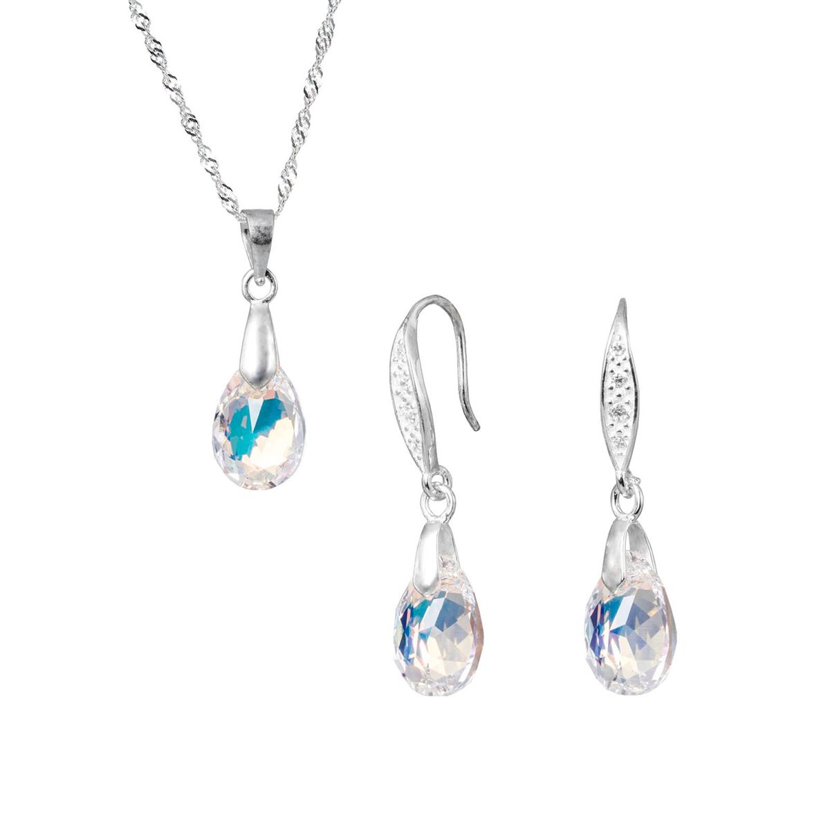JOYAS MONTERO - Conjunto Milan Plata 925 creado con cristales de Swarovski® Aurora Boreal