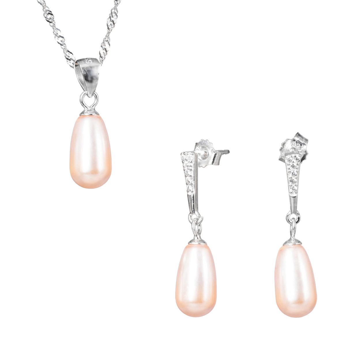 JOYAS MONTERO - Conjunto Plata 925 Marsella creado con Perla de Swarovski® Peach