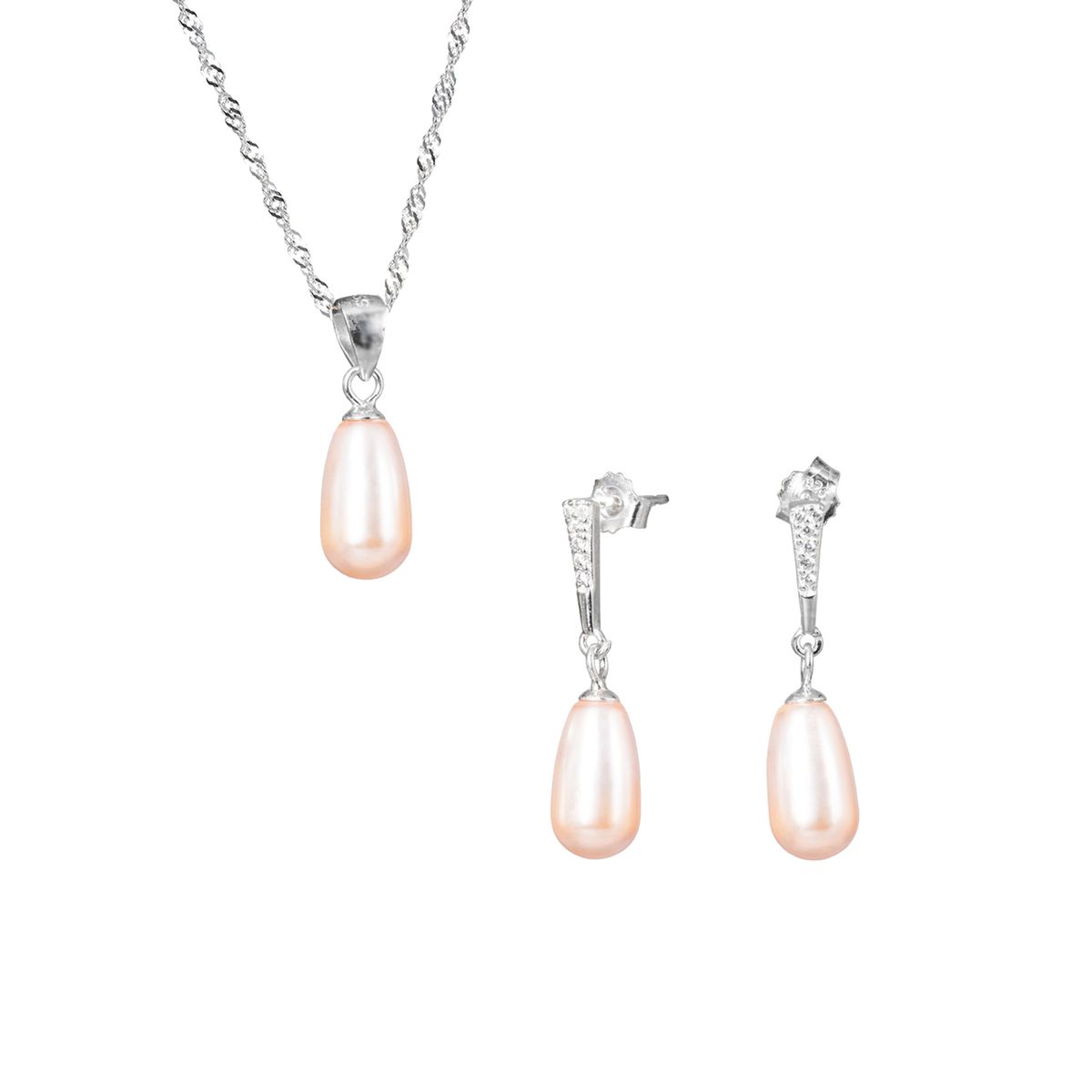 JOYAS MONTERO - Conjunto Plata 925 Marsella creado con Perla de Swarovski® Peach
