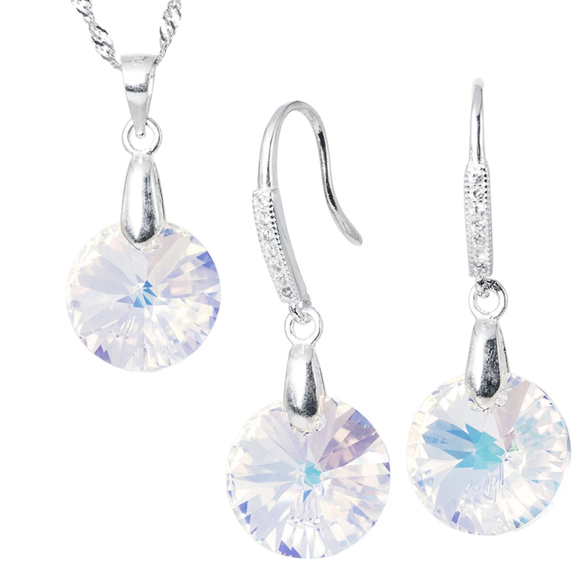 JOYAS MONTERO - Conjunto Madrid Plata 925 creado con cristales de Swarovski® Aurora Boreal