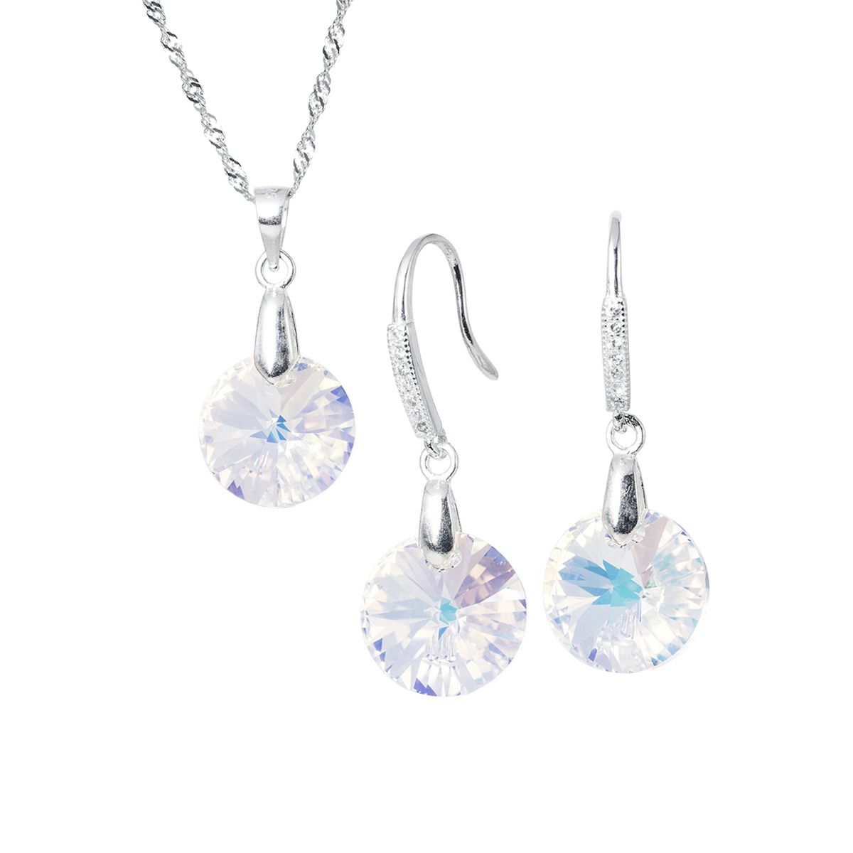 JOYAS MONTERO - Conjunto Madrid Plata 925 creado con cristales de Swarovski® Aurora Boreal