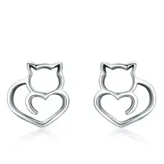 GENERICO - Aros gato plata 925 mujer