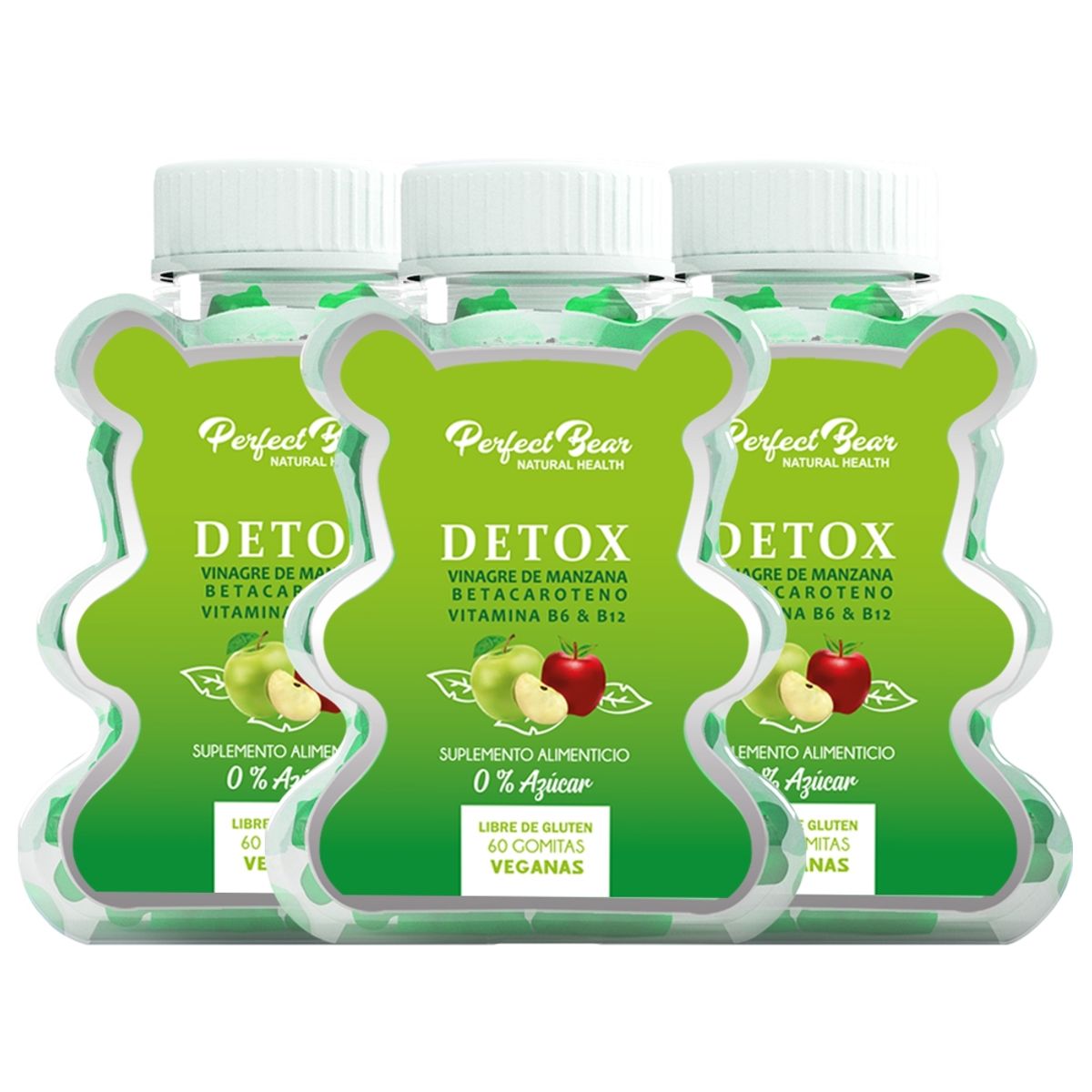Perfect Bear - Vinagre De Manzana Detox- Vitamina B6 Y B12 - 3 meses