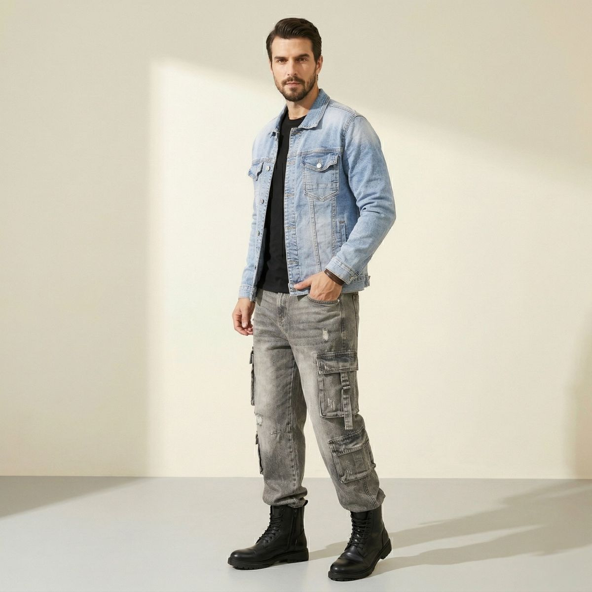 D'JOE - Chaqueta Jeans Mezclilla Hombre Slim