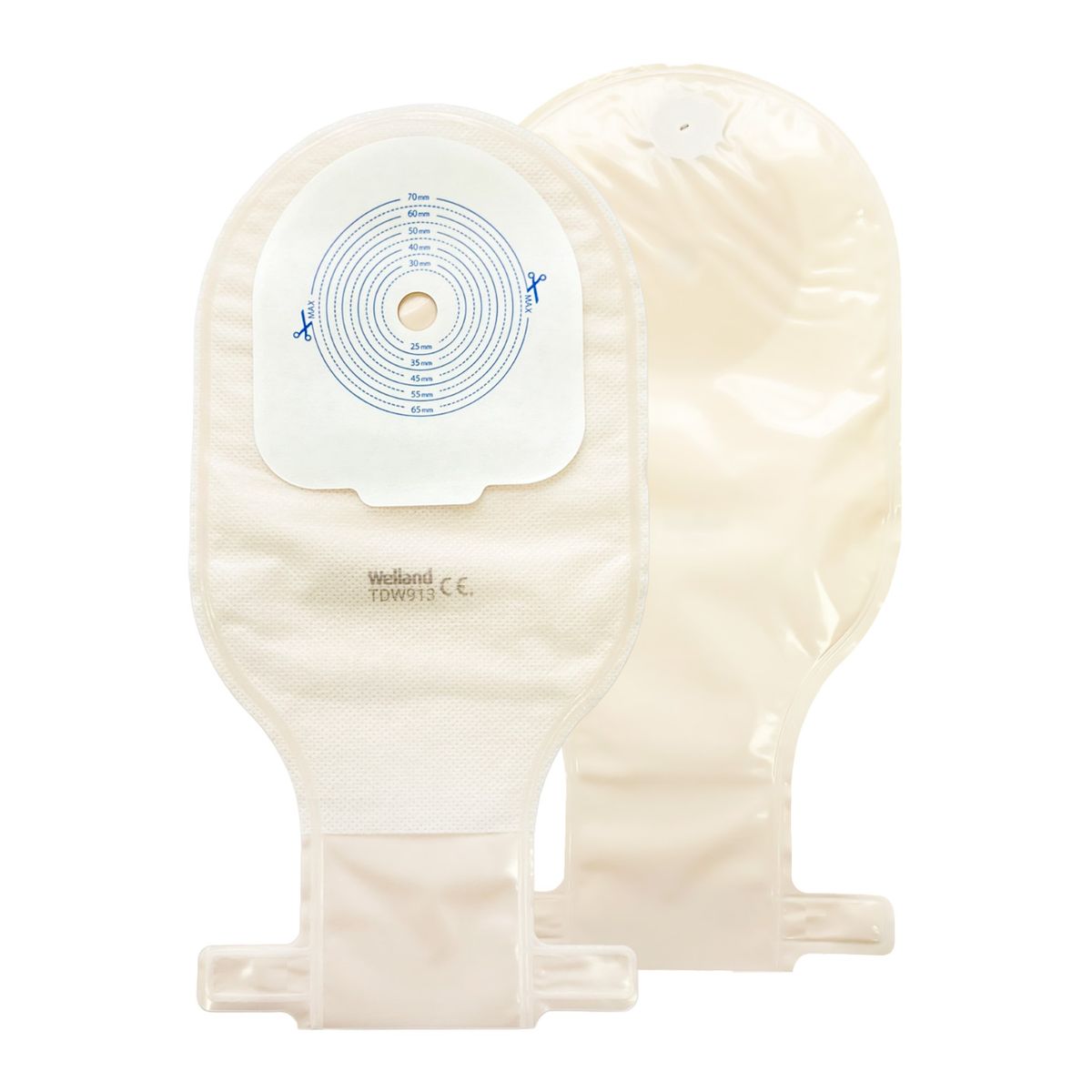 WELLAND MEDICAL - 60x Bolsas De Colostomía + Placa Recortable + Filtro Olor y Gases