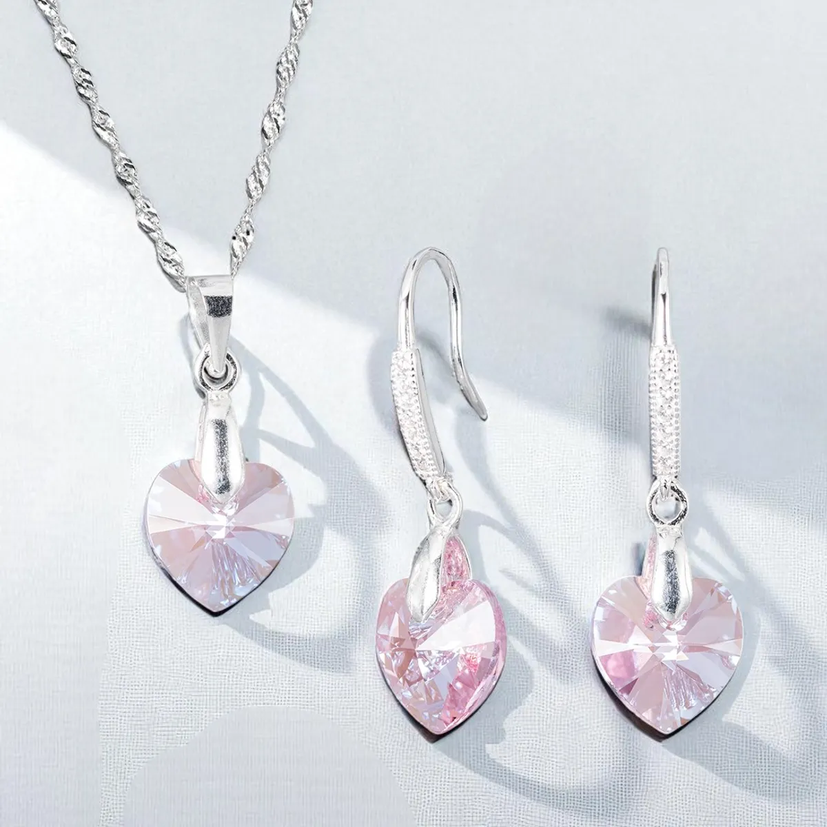 JOYAS MONTERO - Conjunto Romance Plata 925 creado con cristales de Swarovski® Light Rose