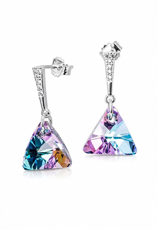 Aros Trinidad Plata 925 creado cristales de Swarovski Vitral Light Violeta TALLA UNICA