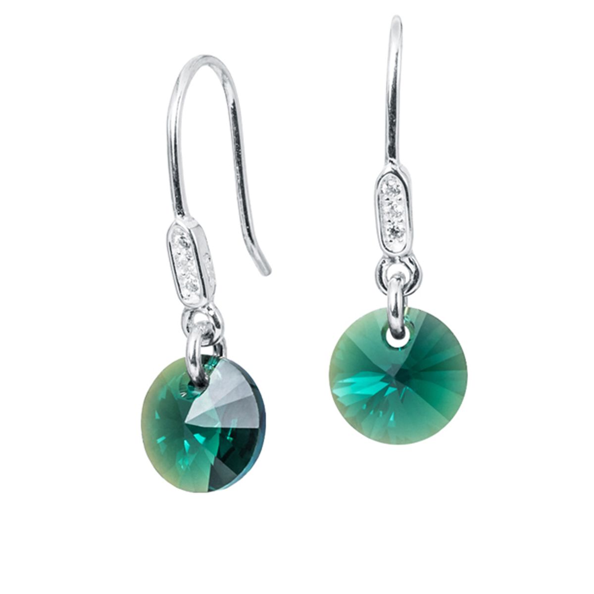 JOYAS MONTERO - Aros Punto De Luz Circon Plata 925 creado con cristales de Swarovski® Emerald