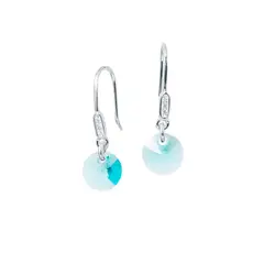 JOYAS MONTERO - Aros Punto De Luz Circon Plata 925 y Cristales Genuinos Turquesa