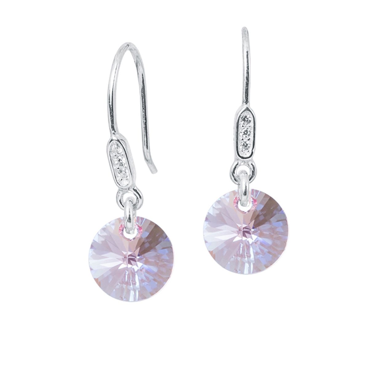 JOYAS MONTERO - Aros Punto De Luz Circon Plata 925 creado con cristales de Swarovski® Rose Shimmer