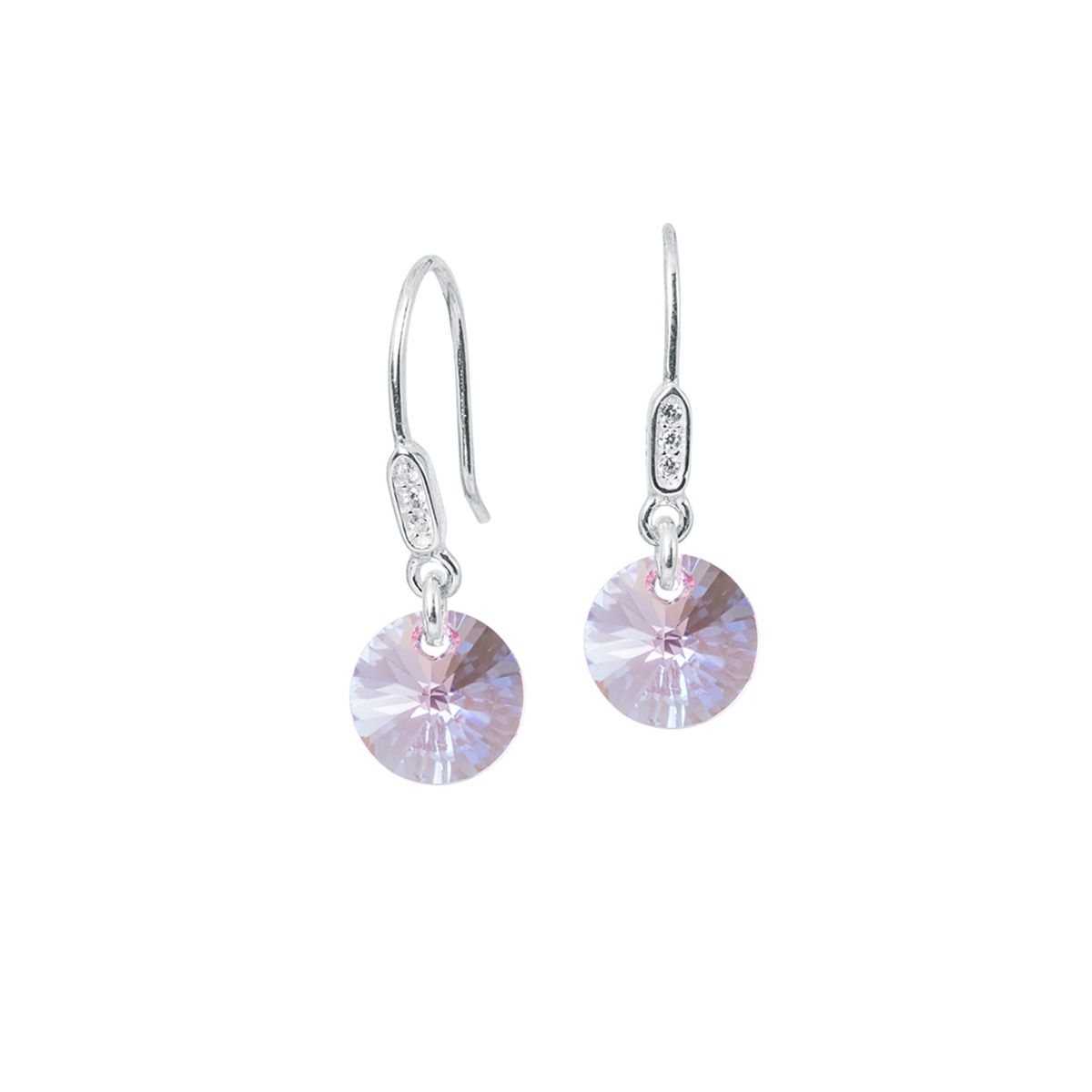 JOYAS MONTERO - Aros Punto De Luz Circon Plata 925 creado con cristales de Swarovski® Rose Shimmer