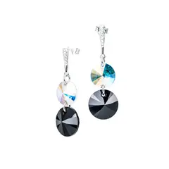 JOYAS MONTERO - Aros Lourdes Plata 925 creado con cristales de Swarovski® Black Jet