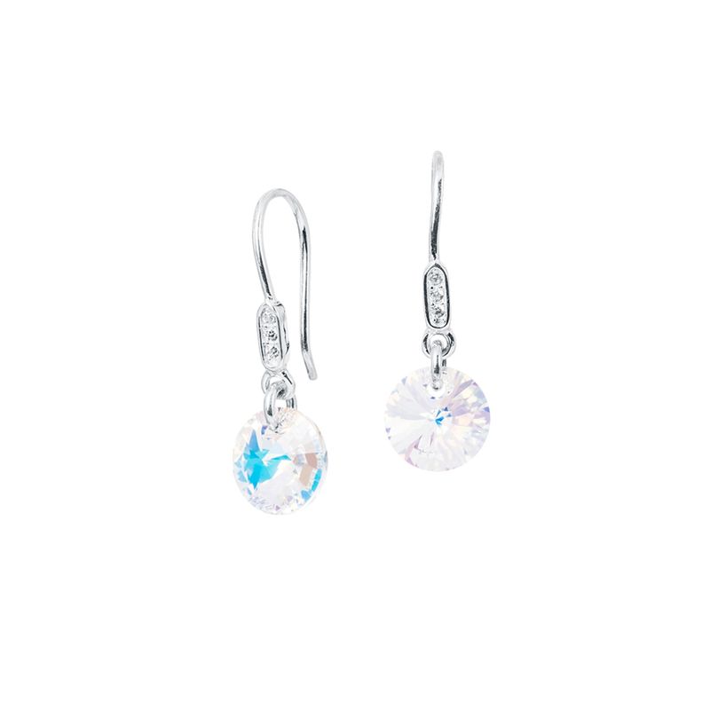 JOYAS MONTERO - Aros Punto De Luz Circon Plata 925 y Cristales Genuinos Aurora Boreal